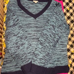 LuLaRoe Blue and Black V-Neck Sweater